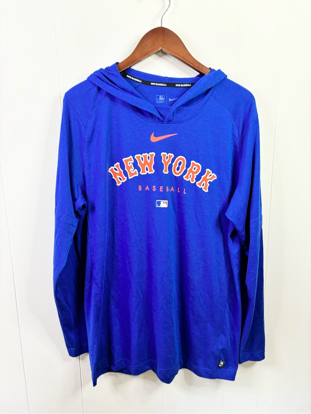Nike New York Mets "Authentic Collection" Dri-FIT hooded shirt size M new blue